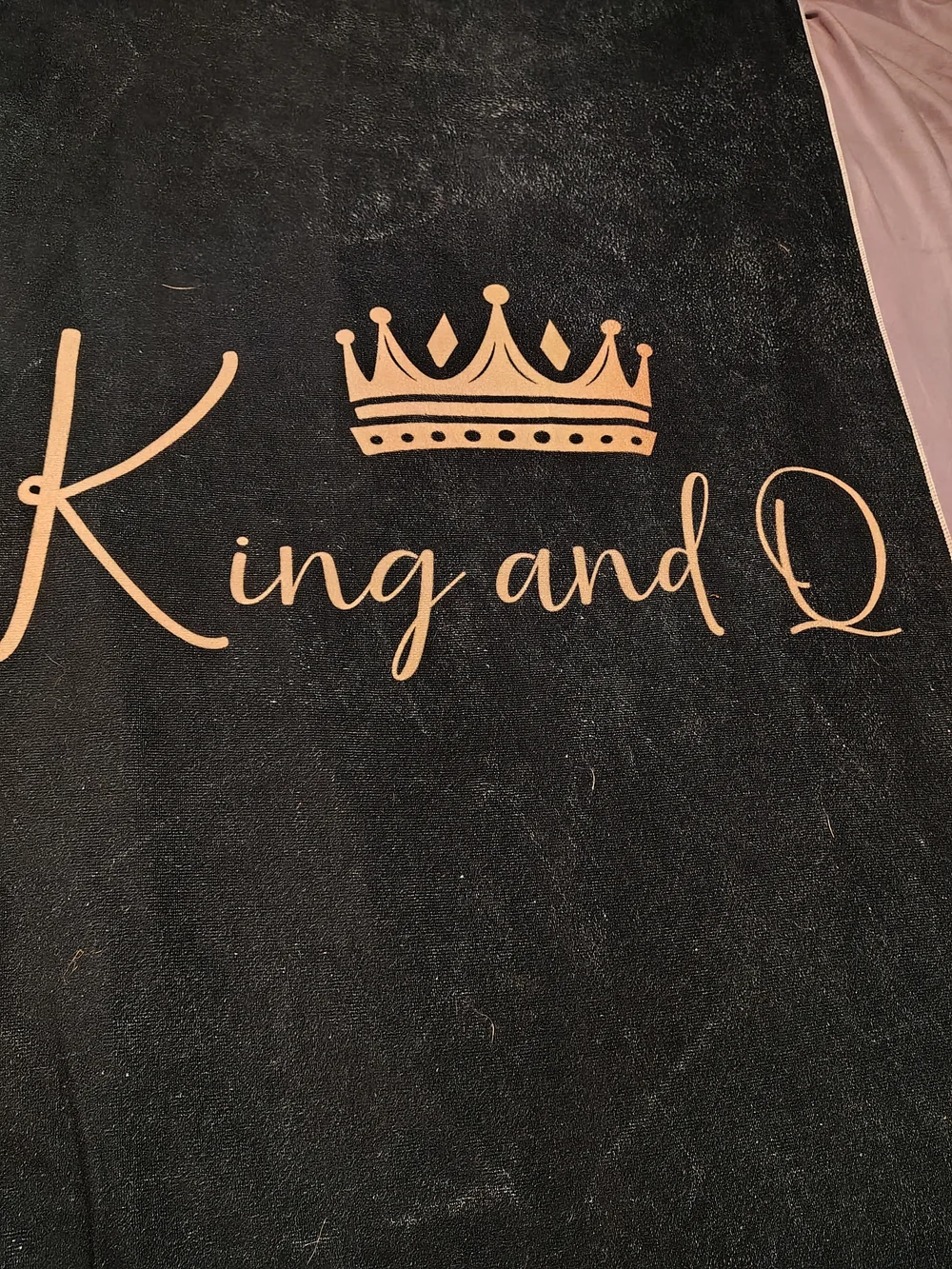 SHEIN Navy Blanket with Gold 'King and Q' Script For Sale!